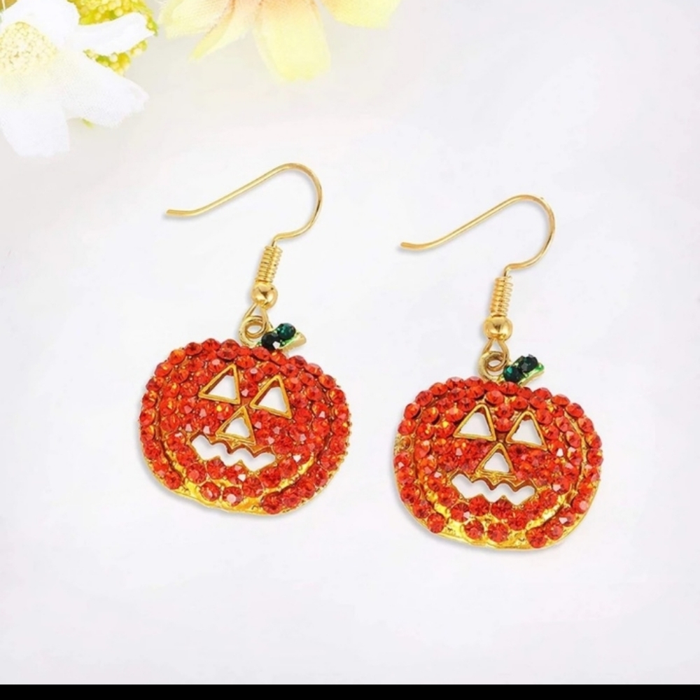 Jack O Latern Rhinestone Earrings